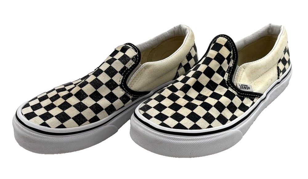 Vans Checkerboard 500714 Old Skool Skate BMX Shoes White Slip On Us Kids 3.0